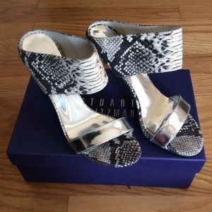 Metallic Silver Stuart Weitzman Mules
